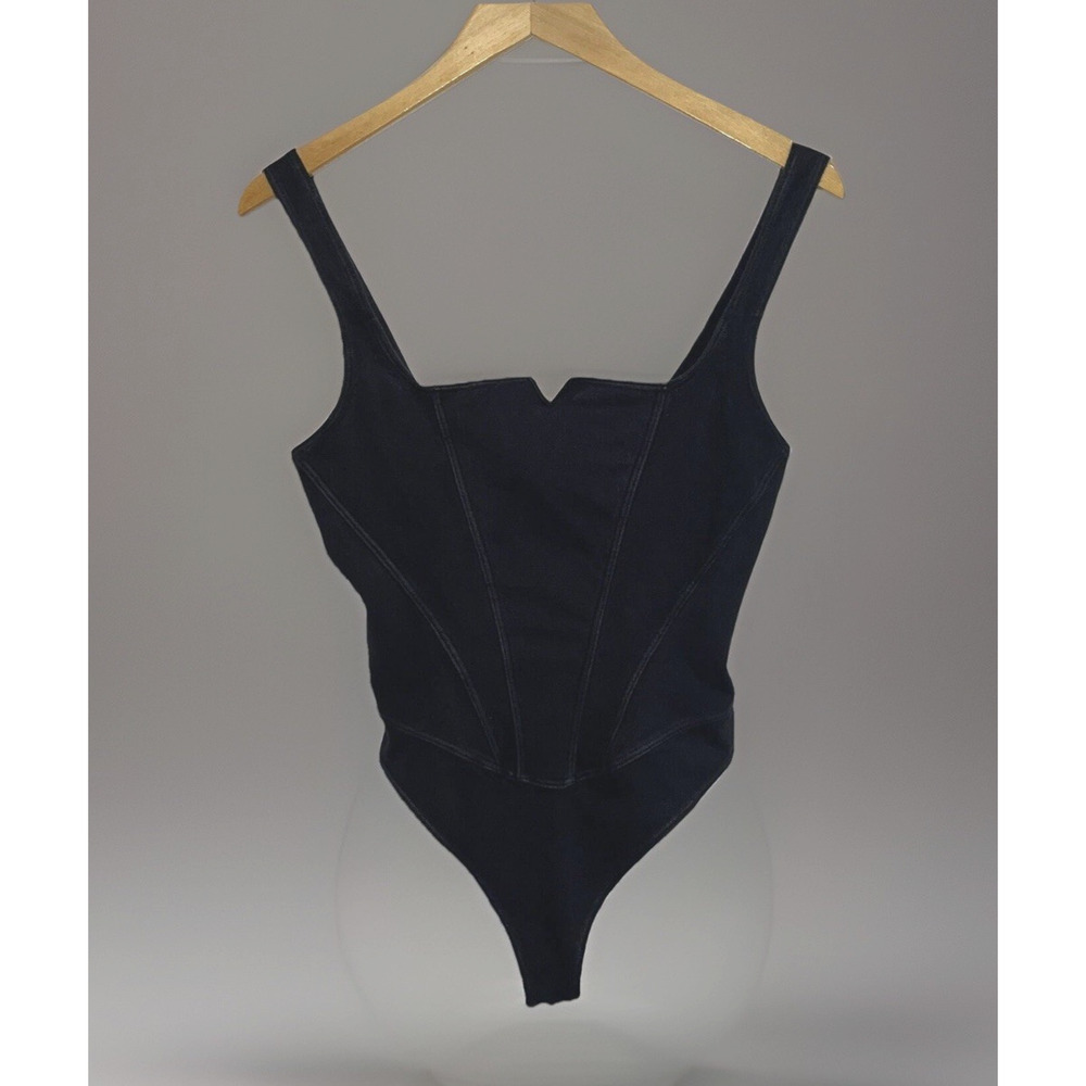 Shape & Slim Newport News Black Shaping Leotard Bodysuit Thong Wide Strap Sz S